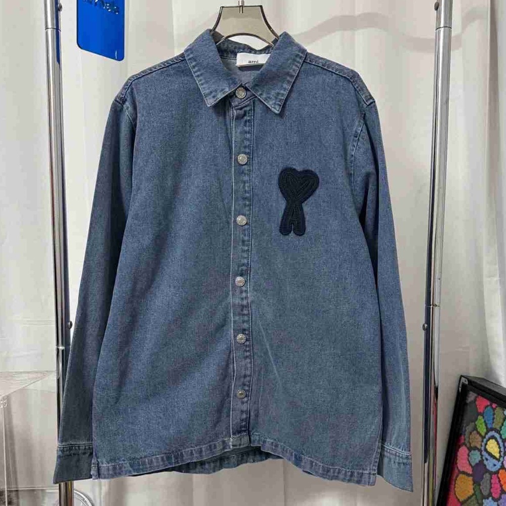 Ami Denim Jacket with Black Chest Detail